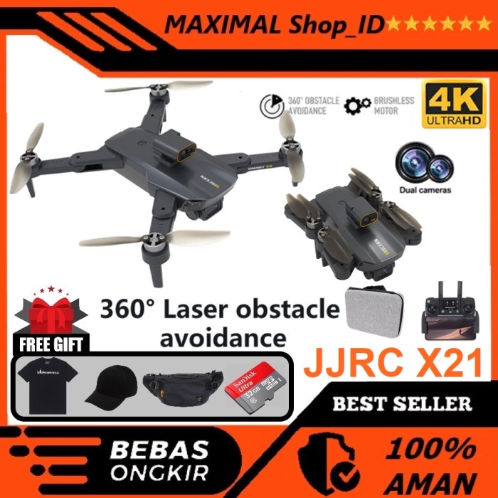 Drone JJRC X21 GPS 4K Camera Brushless Sensor Anti Tabrak 500 meter