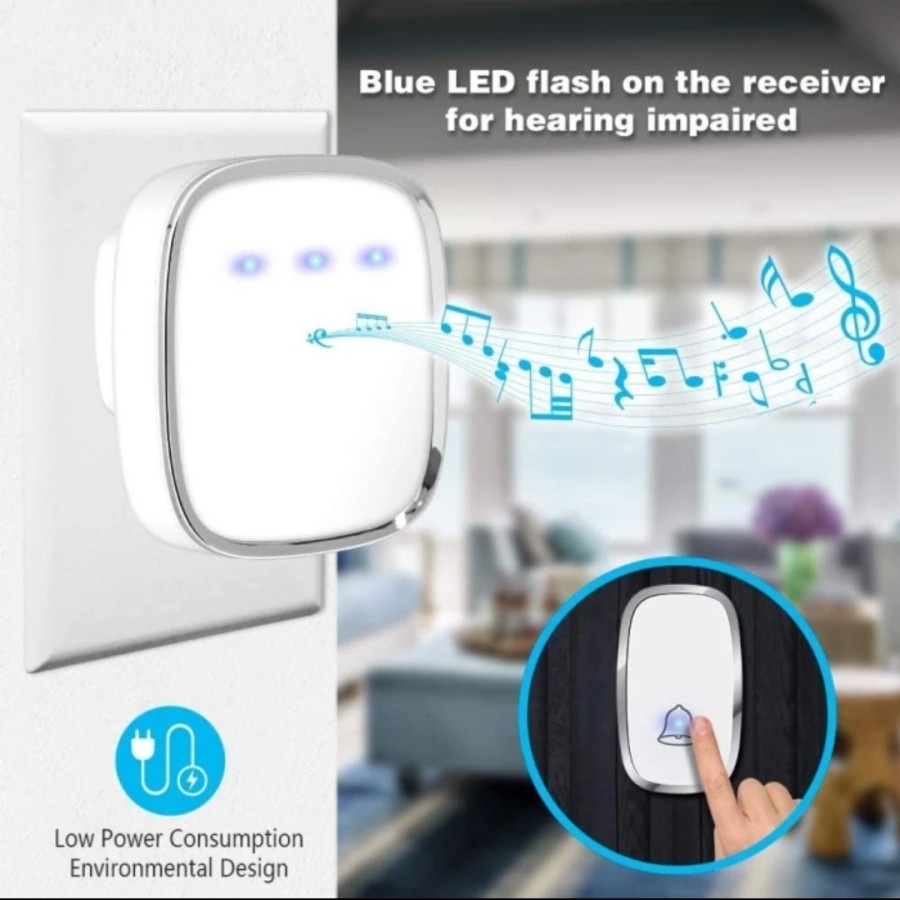 Bel Rumah Wireless Home Door Bell Waterproof Pintu 1 Receiver Musik A