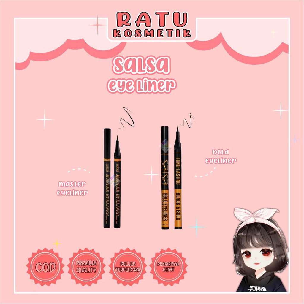 ❤ RATU ❤ Salsa Master Eyeliner Black Liquid | Eyes Liner Pen Bold Waterproff Long Lasting (✔️BPOM)