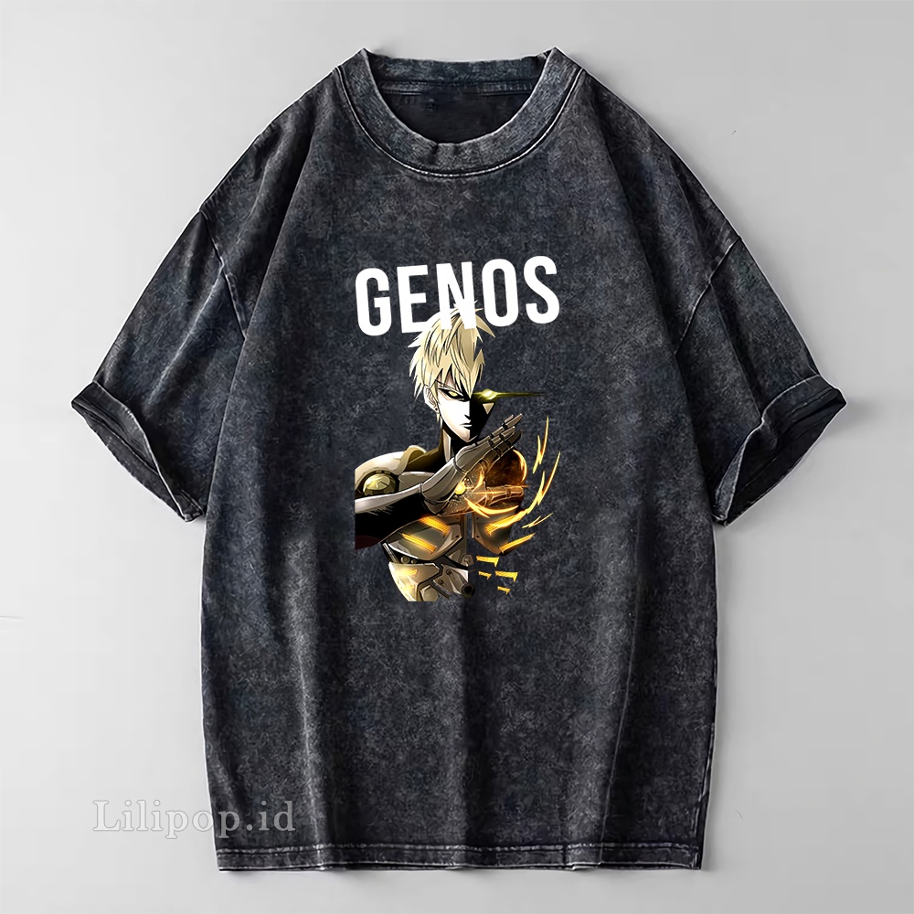 Kaos Baju Wash Tshirt saitama one punch man Pria wanita Stone wash Baju Distro Basic Lengan Pendek unisex