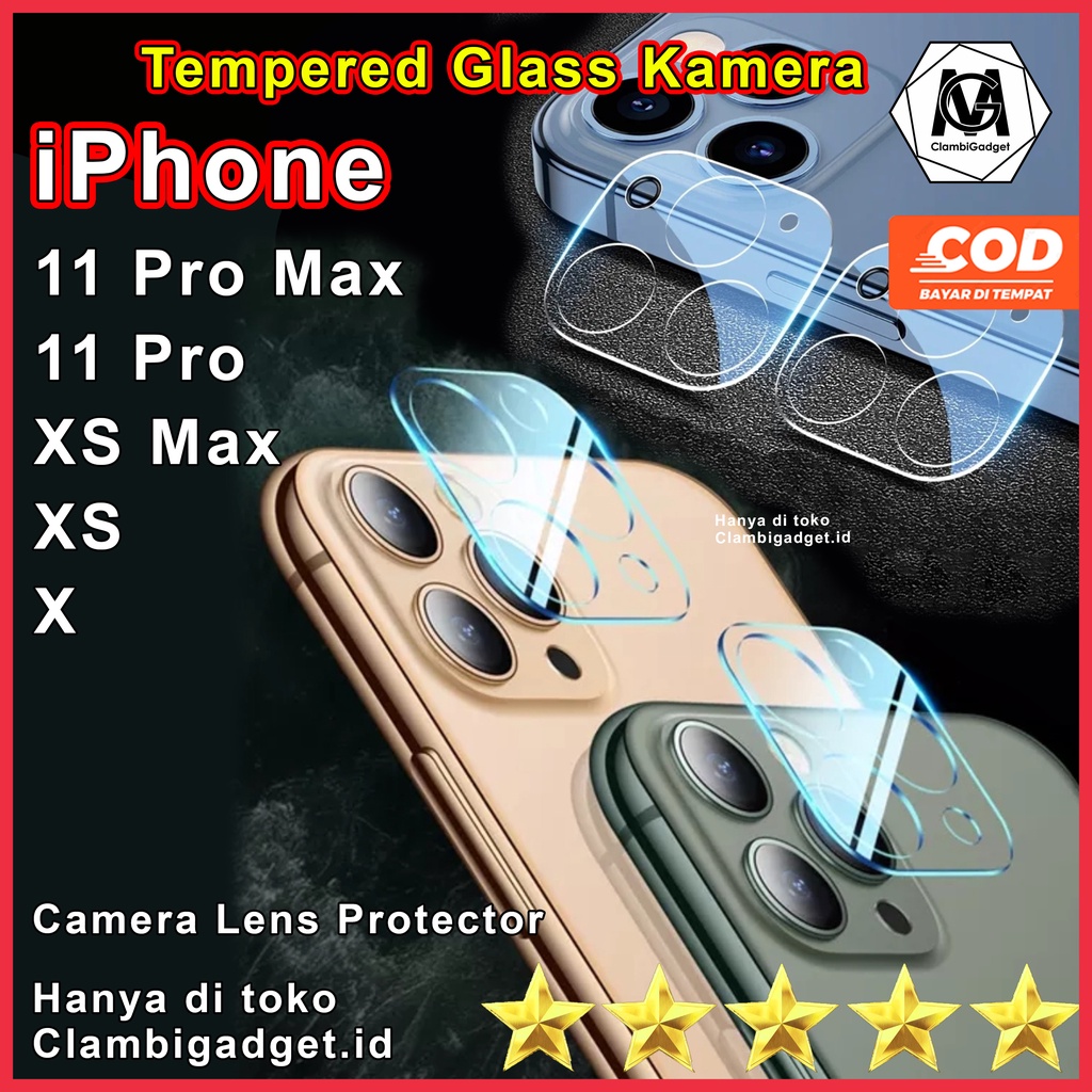 Tempered Glass Kamera iPhone 11 Pro Max 11 Pro XS Max X XS Camera Lens Protector Pelindung Kamera iP