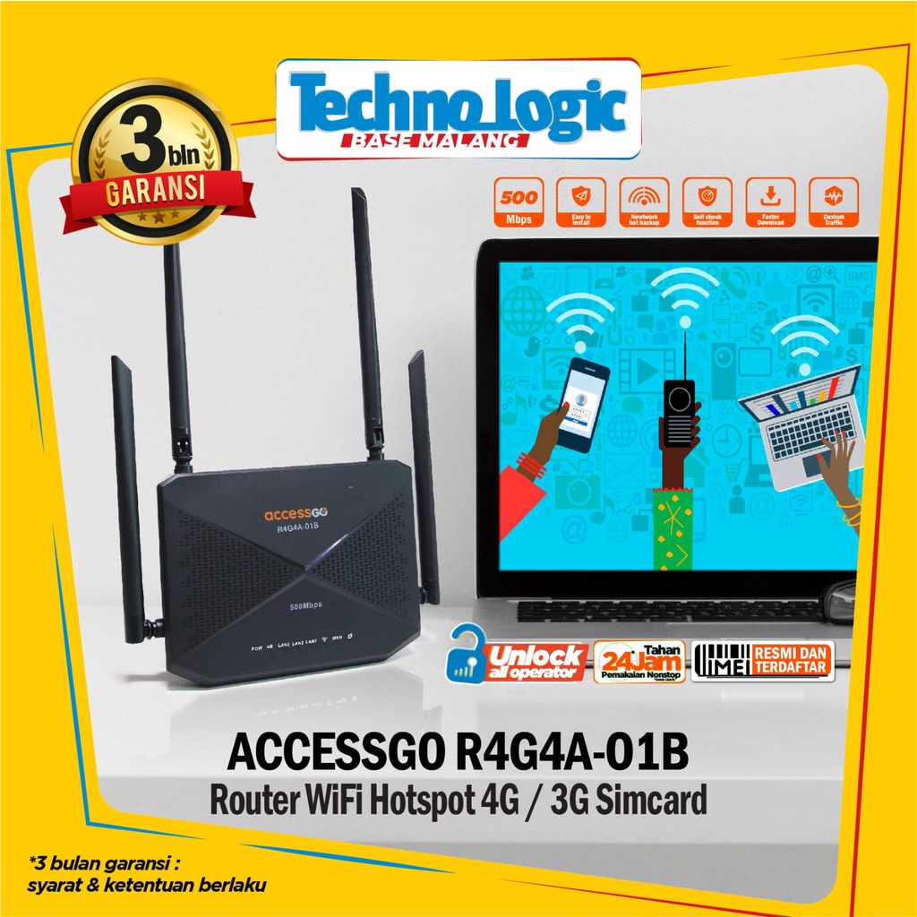 Router Wifi Sim Card  4G AccessGo R4G4A4-01B 500MBPS