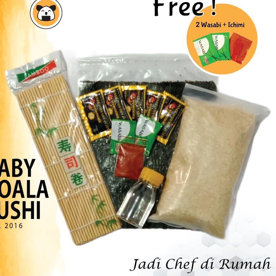 

Real Promotion PAKET BAHAN SUSHI LENGKAP 10 Porsi Halal │ Beras Japonica, Nori, Bambu Mat, Shoyu, Sushi Seasoning