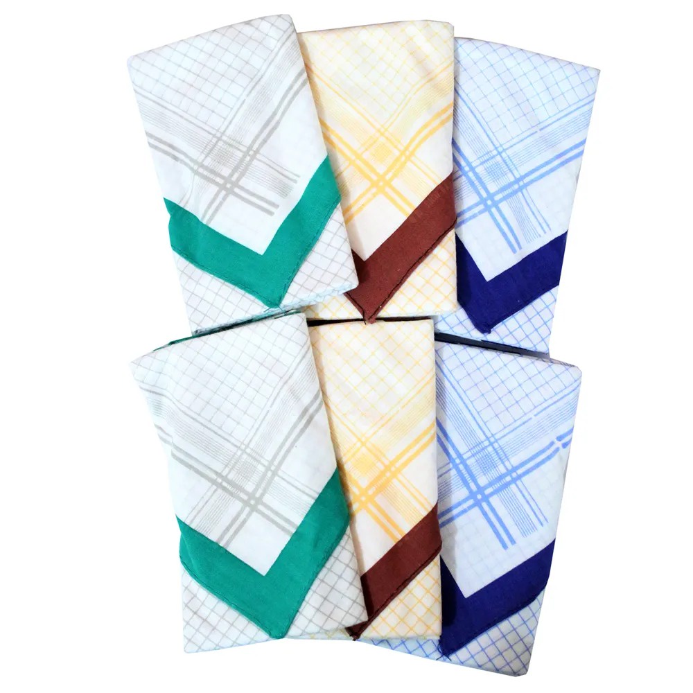 3 Pcs - Sapu Tangan Katun Lembut | Lap Muka Masker Aksesoris Adem Halus Handkerchief Unisex Pria Wanita Laki-Laki Dewasa Cerah Gelap Open Saputangan Pocket Square Setrip Grosir