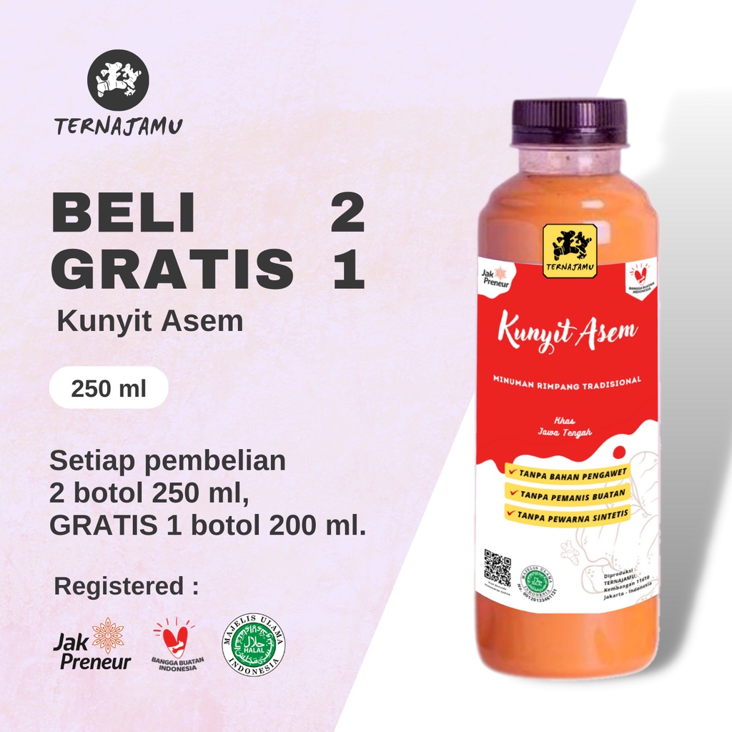 

Jamu Kunyit Asem / Kunir Asam Minuman Kunyit Asam Lambung Datang Bulan Herbal Tradisional 250 ml - TERNAJAMU