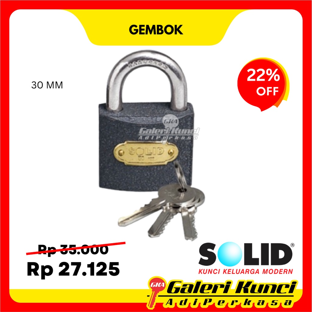 Gembok Solid Padlock SOLID 819 - 30MM Grey Gembok Pagar
