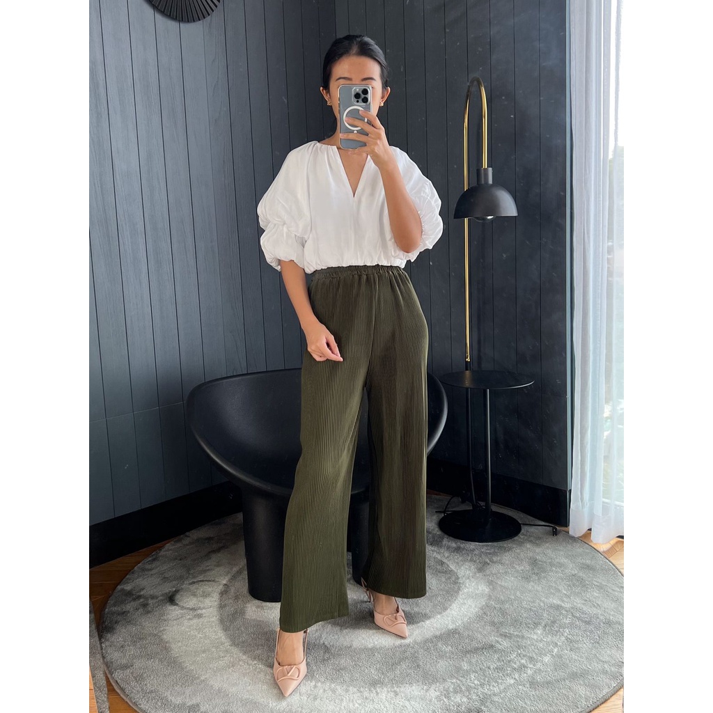 Celana Kulot Plisket Lidi / Kulot Lidi / Plisket Lidi / Pleated Culotte Pants / Pleated Pants