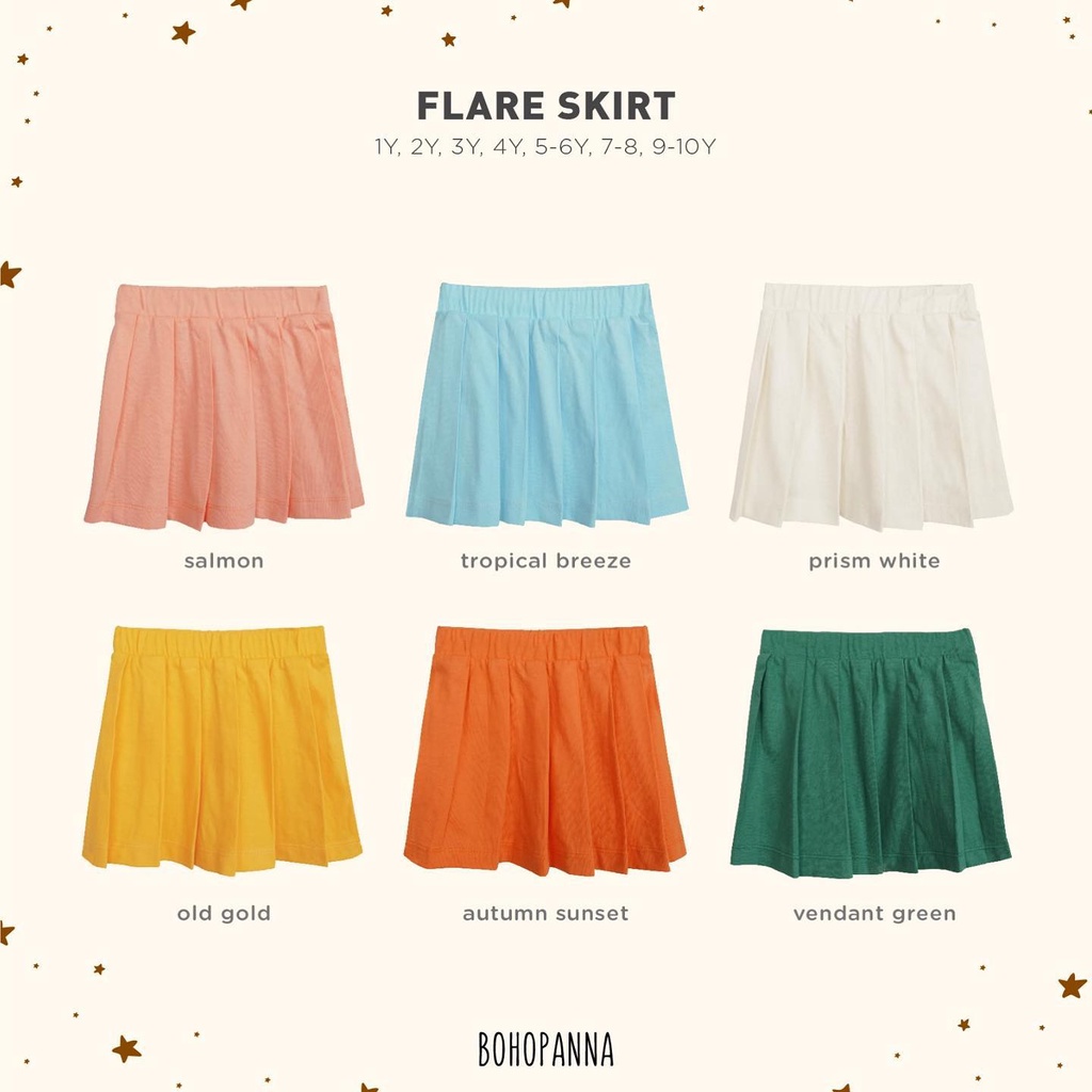 BOHOPANA | BOHO | BOHO PANNA FLARE SKIRT | ROK POLOS DAN MOTIF | ROK ANAK PEREMPUAN | ROK MOTIF DAN POLOS