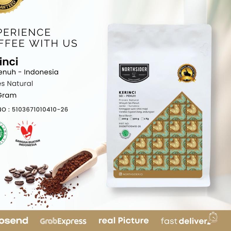 

♥ BIJI KOPI ARABIKA KERINCI SUNGAI PENUH NATURAL - 200GR NORTHSIDER COFFEE ✥