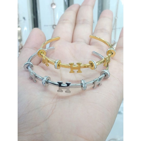 gelang bangle he*m*s  fashion wanita titanium anti karat anti luntur