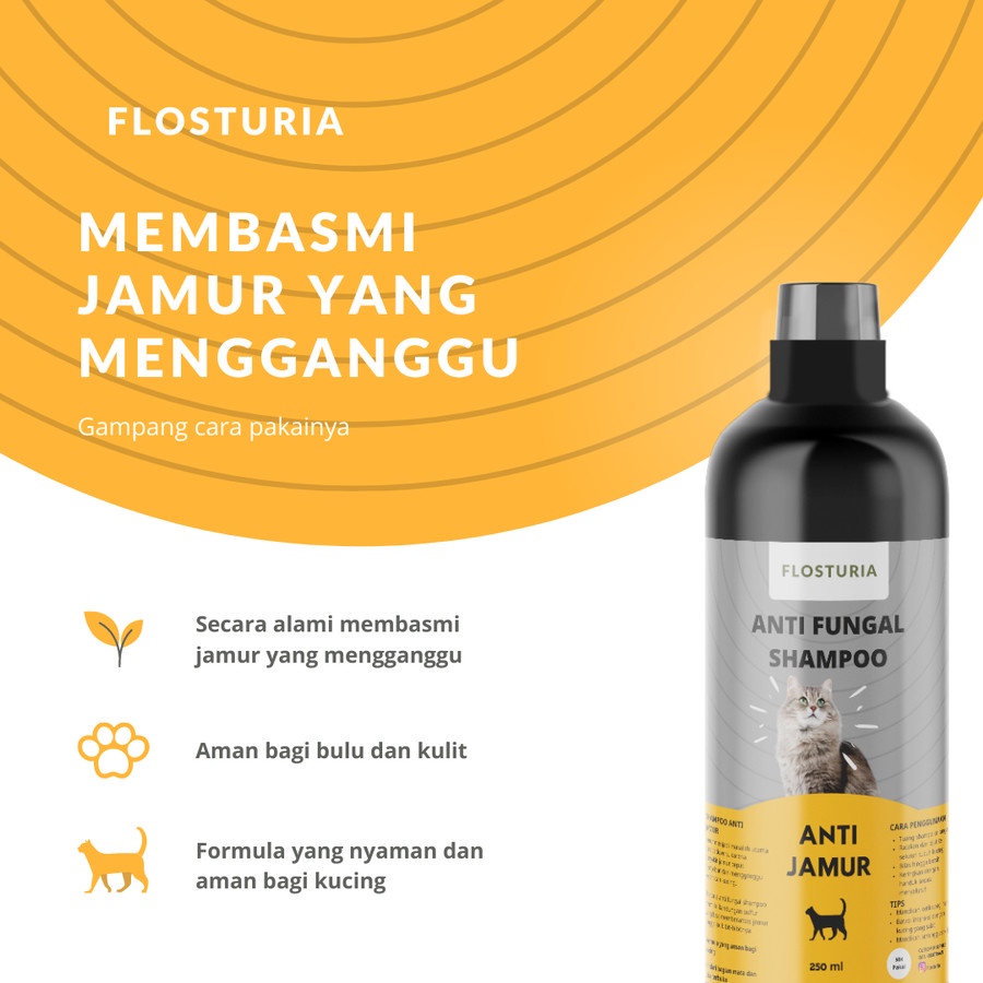 Flosturia Anti Fungal Shampo Kucing Dewasa dan Kitten Anti Scabies &amp; Jamur Sulfur 250ml