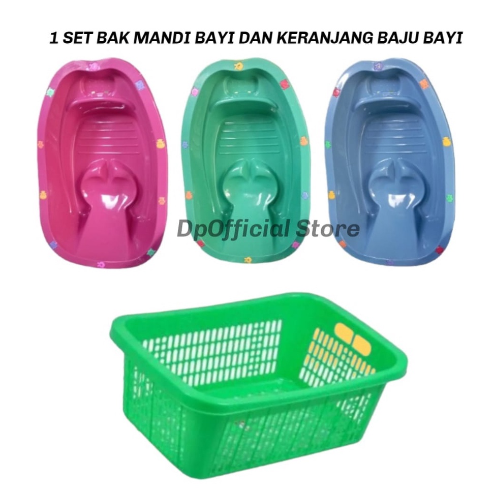 1 set bak mandi bayi/balita+keranjang baju