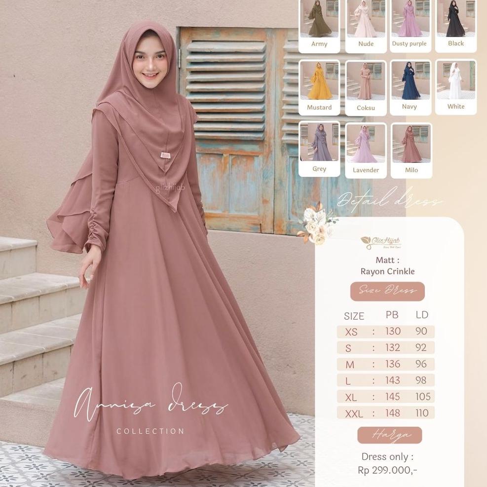LANGSUNG ATC GlizHijab | Annisa Dress Only | Bahan Cerutti Babydoll Gaun Muslimah Gaun Kondangan Sya