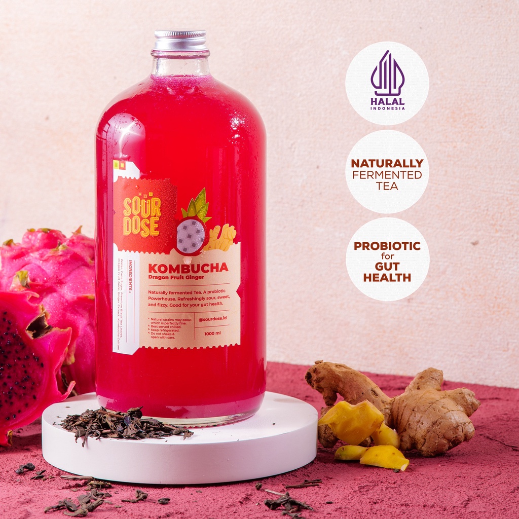 

Kombucha Dragon Fruit Ginger - 1000ml | by Sourdose