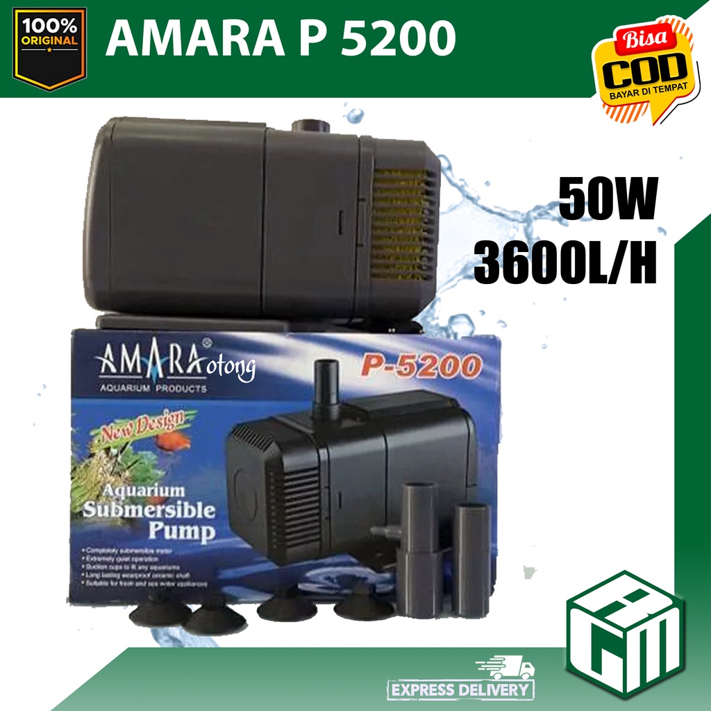 Amara P-5200 P5200 P 5200 Pompa Aquarium Kolam air mancur Hidroponik