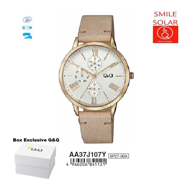 Jam Tangan Wanita Casual Business Rantai Stainless Steel Active Chronograph Analog Original Q&amp;Q QnQ QQ AA37 AA37J Series