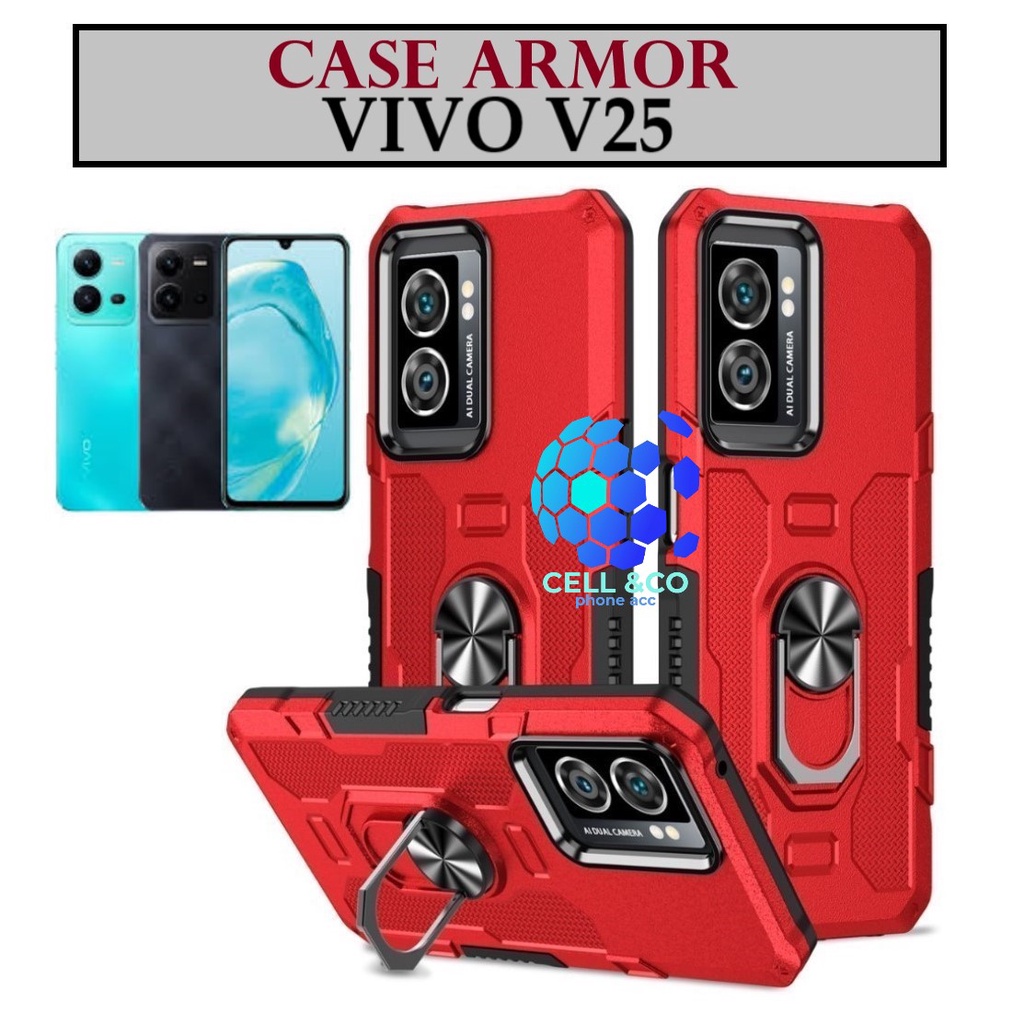 Case Armor VIVO V25 Iring Cincin Magnetic Kesing Hp Protect kamera Premium Hard Case Standing Robot Pelindung Kamera