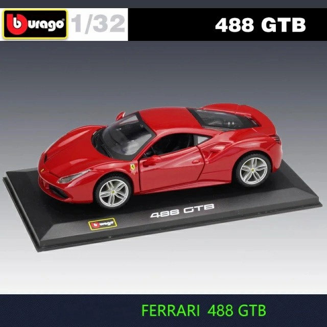 Miniku Diecast Miniatur Mobil Ferrari 488 Gtb Bburago Skala 1:32