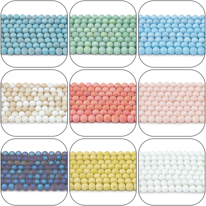 8mm glass frosted Sparkling beads agate Round beads Polished glass beads Digunakan Dalam Membuat Perhiasan