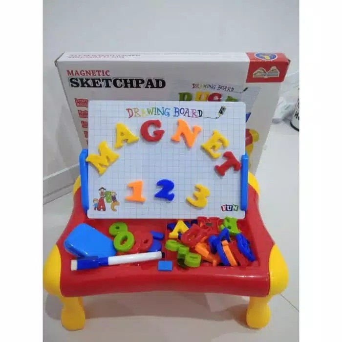 

meja papan tulis learning magnetic board alphabet & numerik edukasi