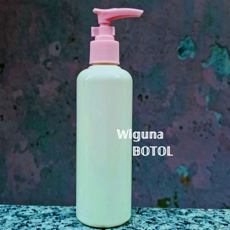 Botol Pump 250ml / Botol PET 250ml Cream Tutup Pump Clip Pink