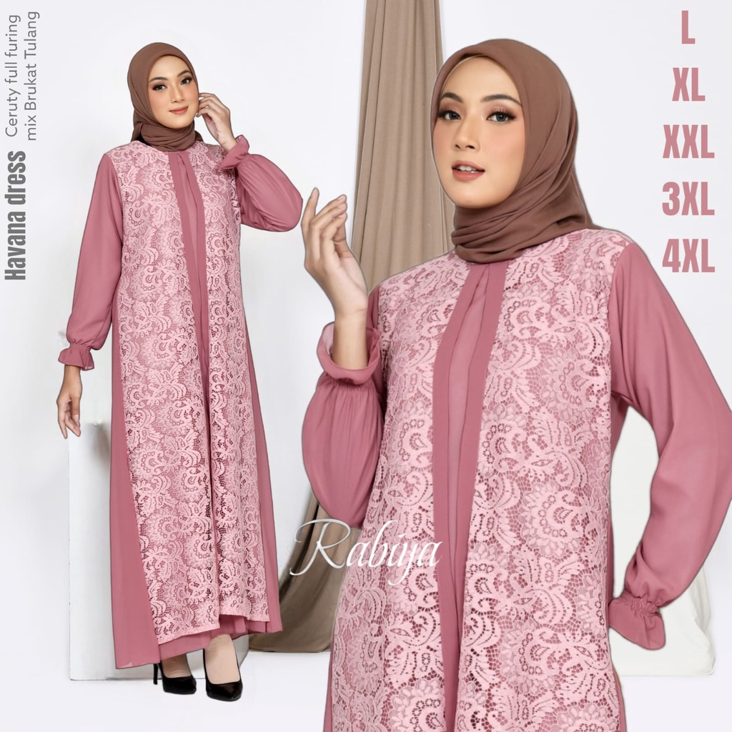 Gamis Lebaran  Havana jumbo ld 140 pj 140 bahan cerutybabydoll armany  / Gamis Tulle Realpict / Gamis Modern / Gamis Terbaru / Gamis Pesta / Gamis Kondangan / Gamis Seragam / Gamis mewah