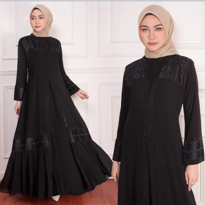 Gamis GAMIS ABAYA TURKEY BUKA TUTUP SIMPEL ELEGAN FULL HITAM - M(R4I5) Gamis Turki Terbaru Abaya Mew