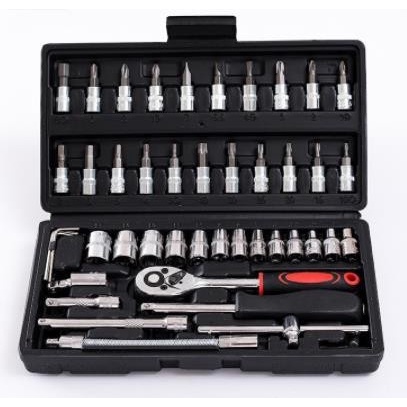 COD KUNCI SHOCK FULL SET 46 PCS SOSKET WRENCH PAS SOK/KUNCI SOCKET SET TOOLS1/4