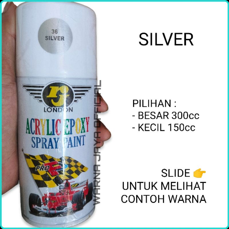 SILVER - Cat Kaleng Semprot Pilok Pylox Piloc RJ London Silver Silfer Glossy Quality Metalik Metalli