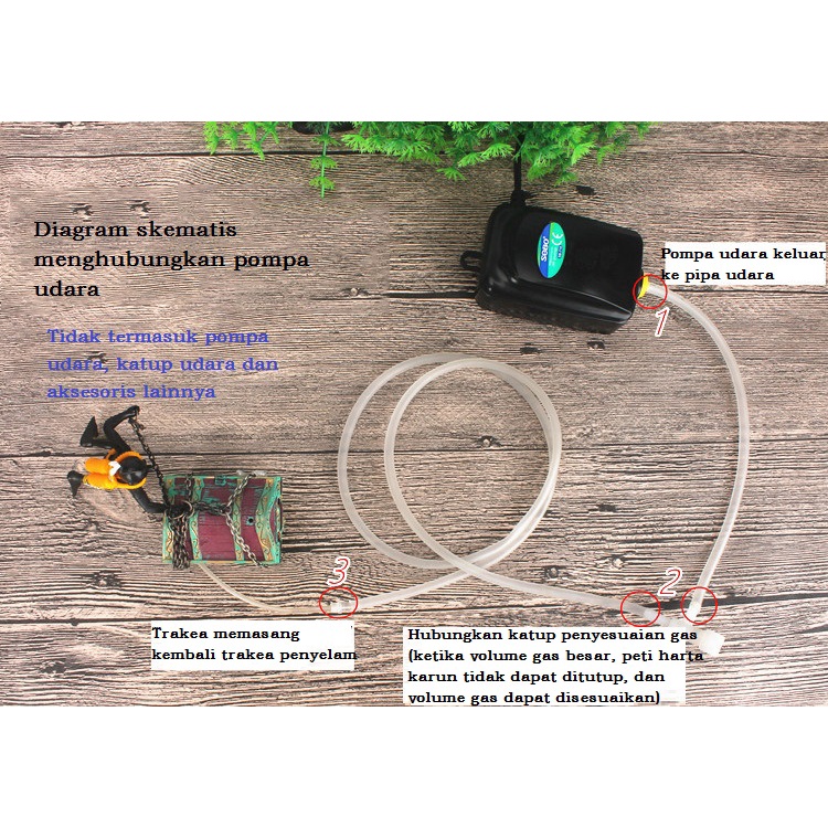 Aquarium Floating Diver Ornament Aquarium Decoration with Moving Treasure Chest Floating Diver Bubble Action