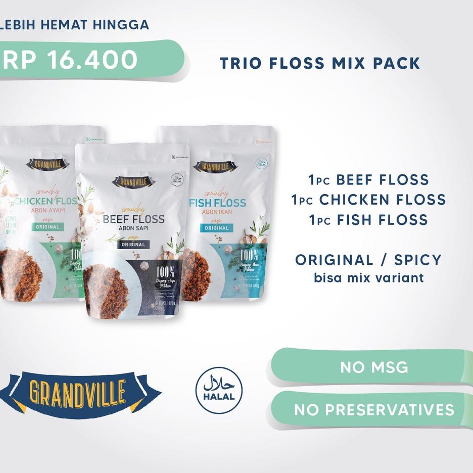 

◌ Grandville Abon Sapi, Ayam & Ikan Crunchy Trio Mix Pack ➭