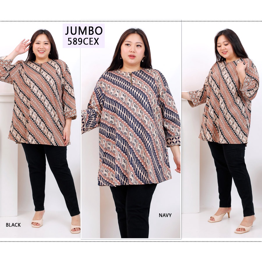 BIGCLO - (COD) LD 130-140cm Blouse Batik Super Jumbo 432 Bigsize Baju Atasan Wanita Big Size vol22