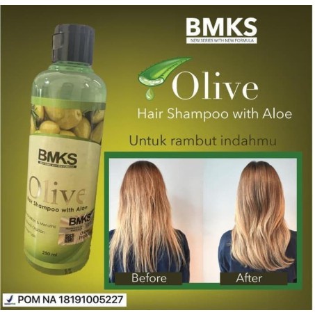 BMKS OLIVE SHAMPOO 250ML - OLIVE SHAMPOO BMKS ALOEVERA - Shampo pemanjang rambut - Shampo pelurus ra