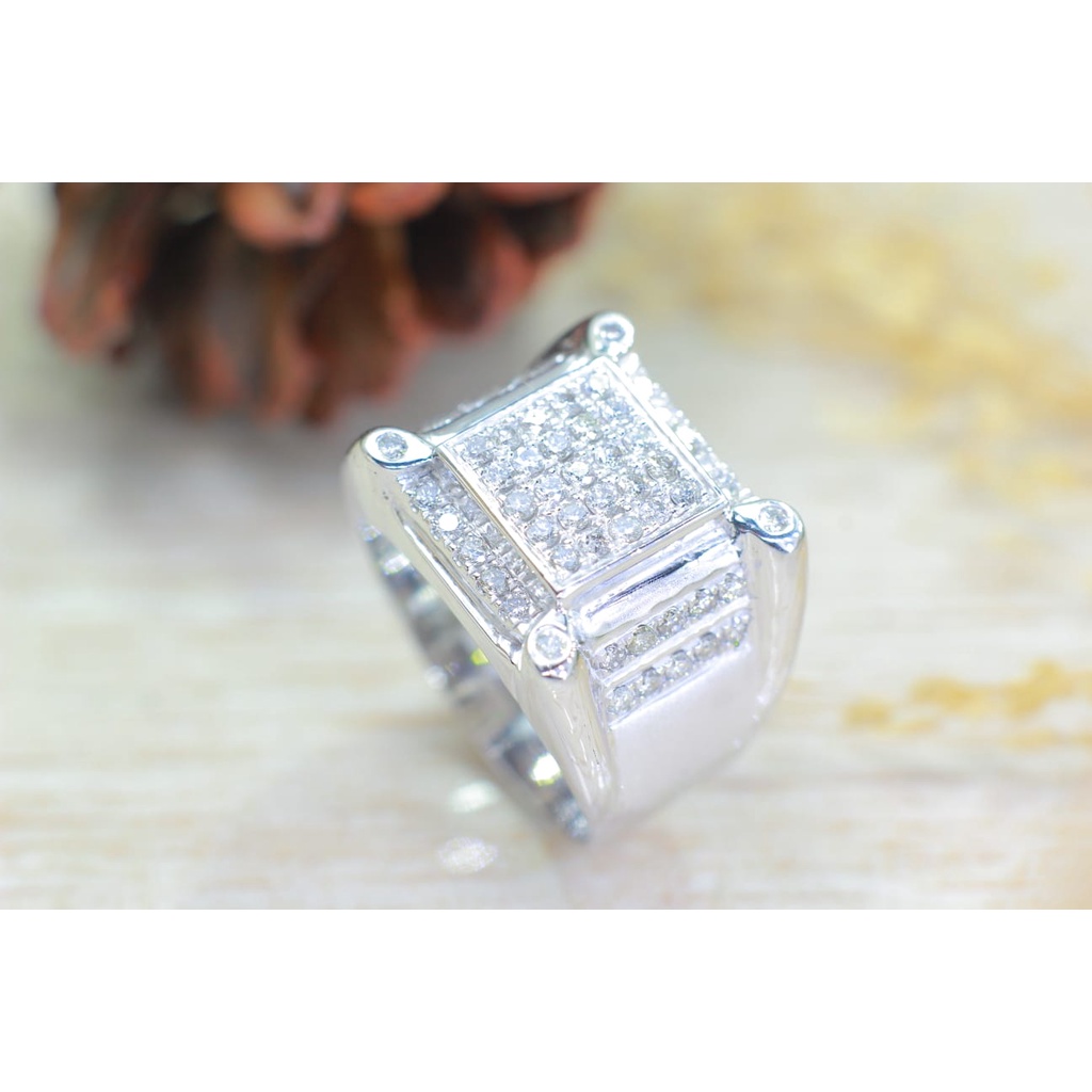 Cincin Pria Emas Putih Berlian Asli