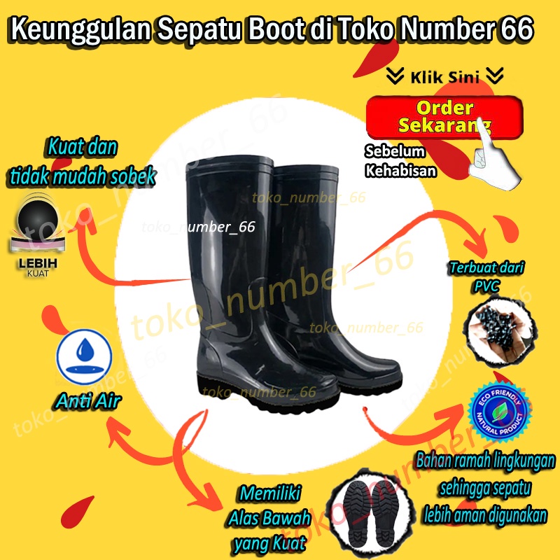 SEPATU BOOT PRIA KARET TINGGI ANTI AIR BANJIR HUJAN PVC FASHION SEPATU BOOTS PRIA WANITA PROYEK MURAH