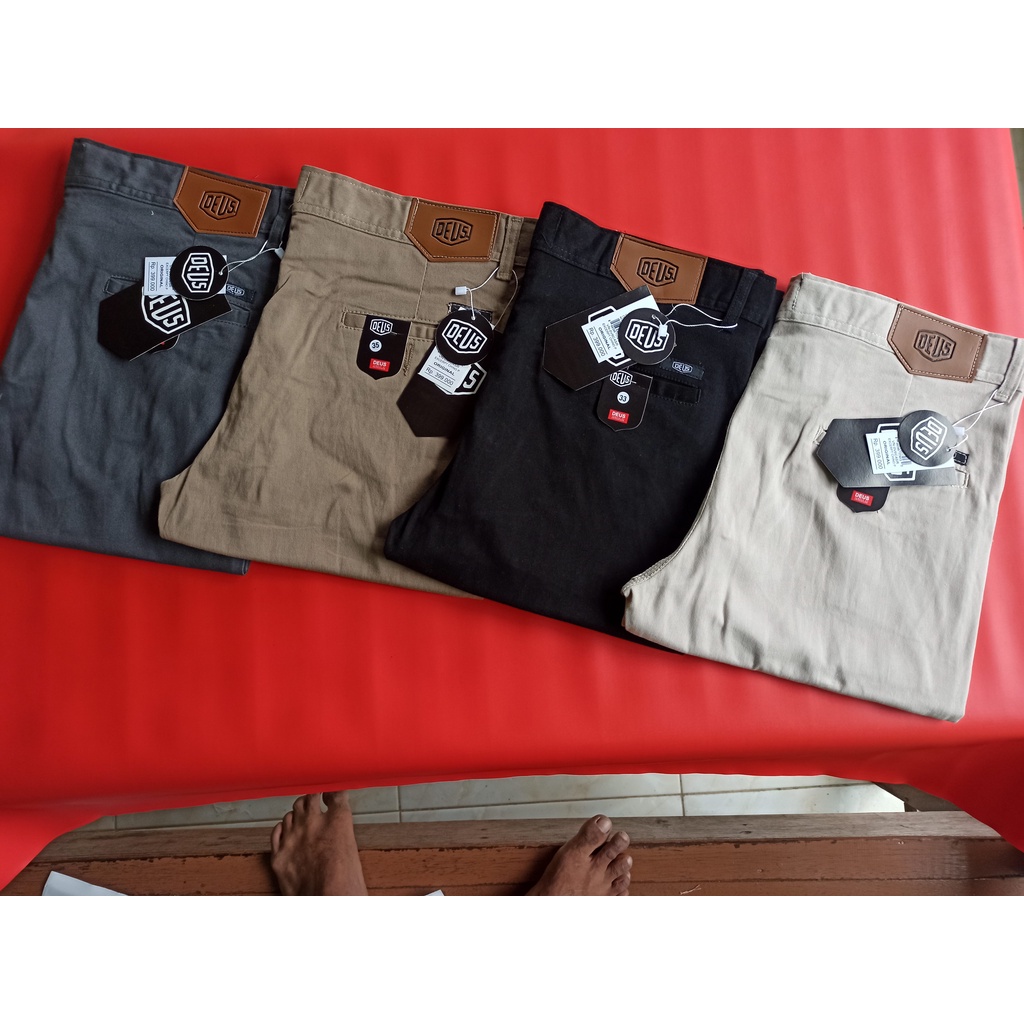 Celana Panjang Chinos Cowok Dewasa Premium Cotton Strech Hitam Army Cream