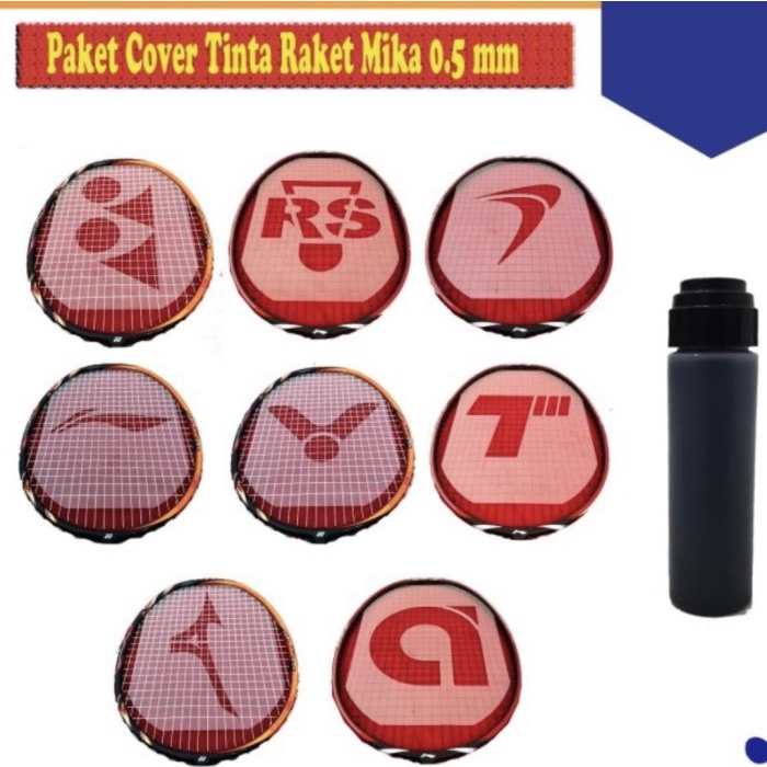

Terlaris Paket Cover Cetakan Logo Stencil Card Badminton 7 Mode + 1 Botol Tinta