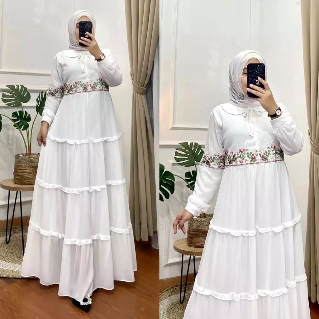 Molly dress Gaun pesta kondangan gambis bordir gamis cerruty fashion muslim wanita terbaru 2023