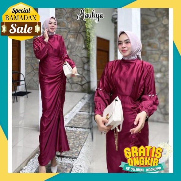 Hq Dress Gamis Lebaran Kondangan Warna Krem Cream Jumbo Mewah Kekinian Terbaru 2023 Gamis Terbaru 20