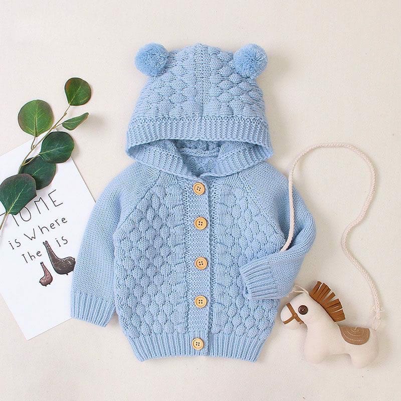 Sweater rajut anak laki laki perempuan unisex cardigan rajut anak switer rajut hoodie anak popcorn