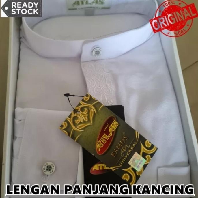 TERMURAH Baju Koko Atlas Lengan Panjang-Baju Muslim Atlas Original-Koko Putih /BAJU KOKO PRIA/BAJU K