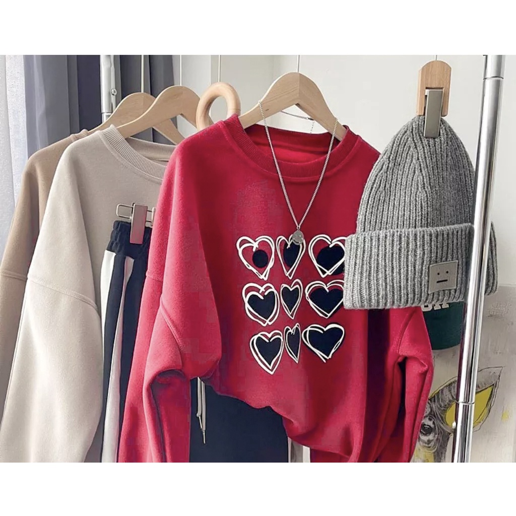 NINE LOVE SWEATER CREWNECK OBLONG - ATASAN BLOUSE WANITA ALA KOREAN FASHION TERKINI