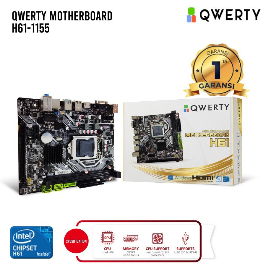 MAINBOARD MOTHERBOARD QWERTY H61 Intel 1155 - H61