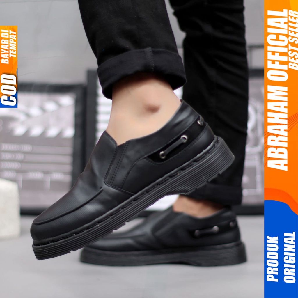 ABRAHAM Sepatu Formal Docmart Pantofel Oxford Hitam Pria