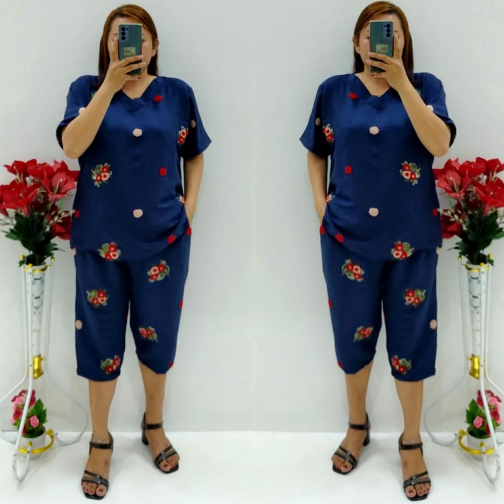 CNC - Stelan Viral Cringkel Pom Pom Motif Timbul/Stelan Celana 7/8 V Standar Dan Jumbo