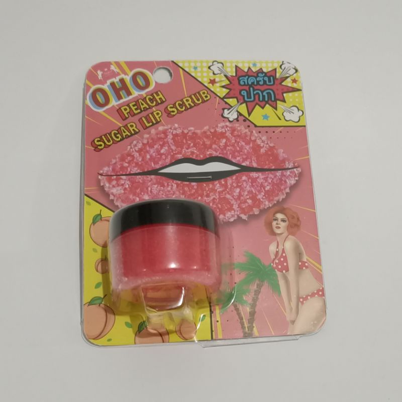 Lip Scrub Bibir OHO Peach Sugar Lip Exfoliating Perawatan Bibir Kering Dan Pecah Original Thailand