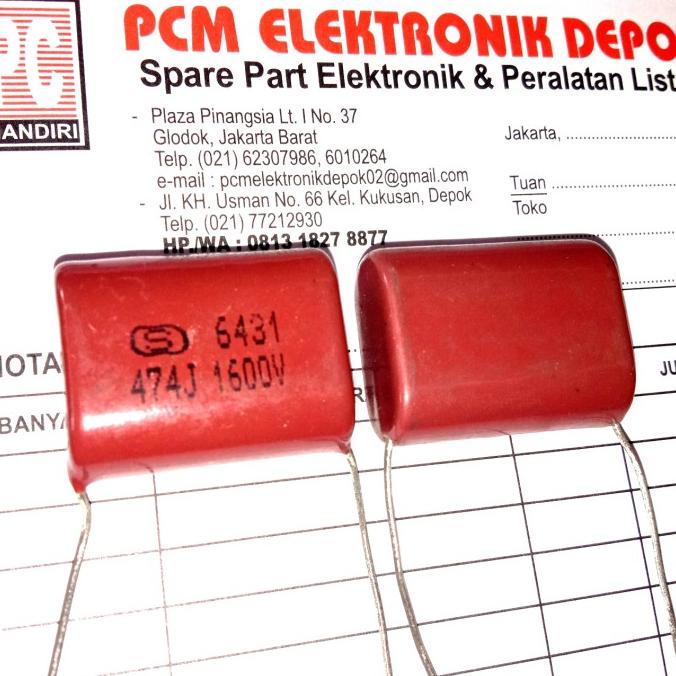 474J1600v 474J 1600V 474 J 1600 1.600 V 470nF pcmelektrob9090 Kualitas Baik