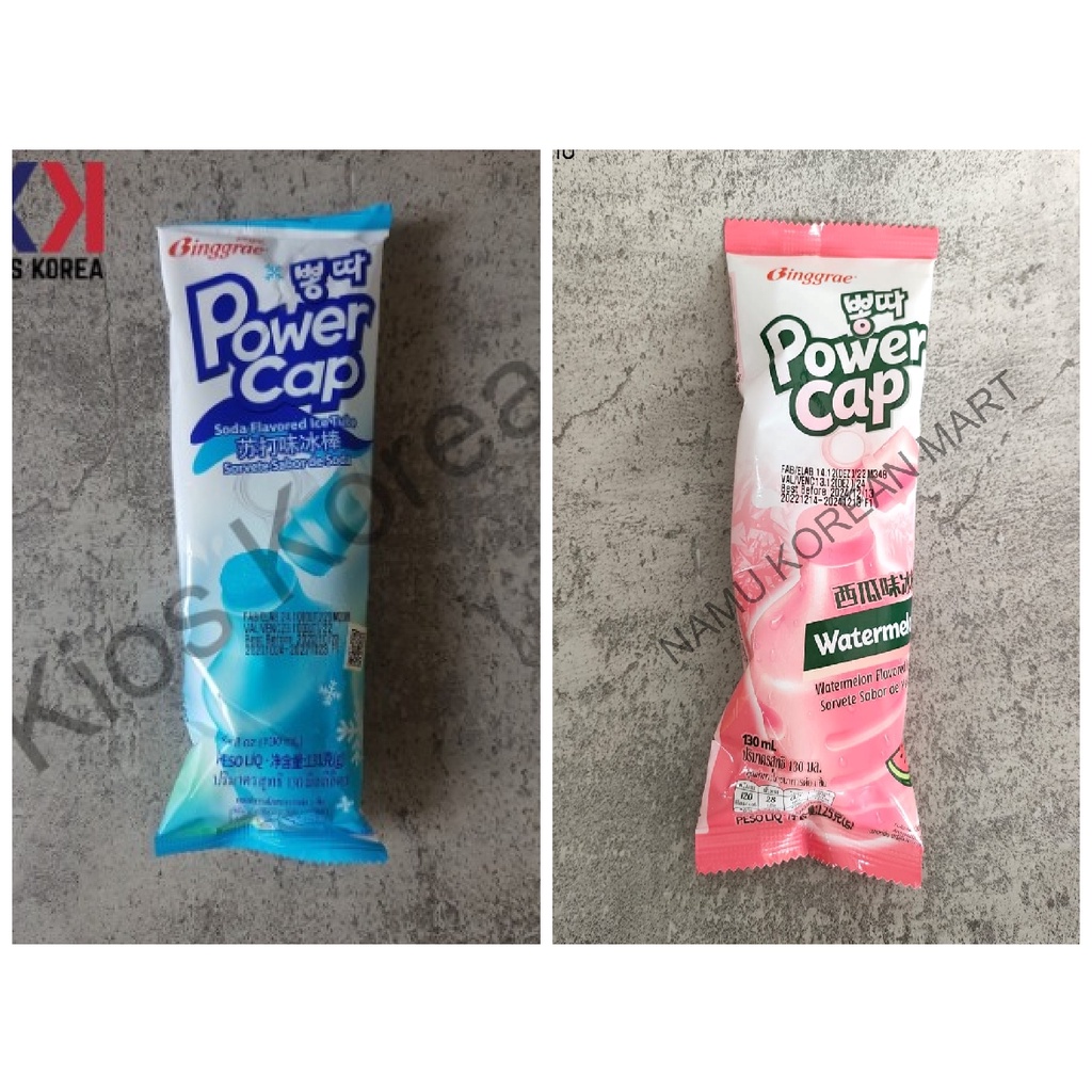 

Binggrae Power Cap Soda Flavored Ice Tube 130ml / Power Cap Watermelon / Es Krim Korea / Korean Ice Tube