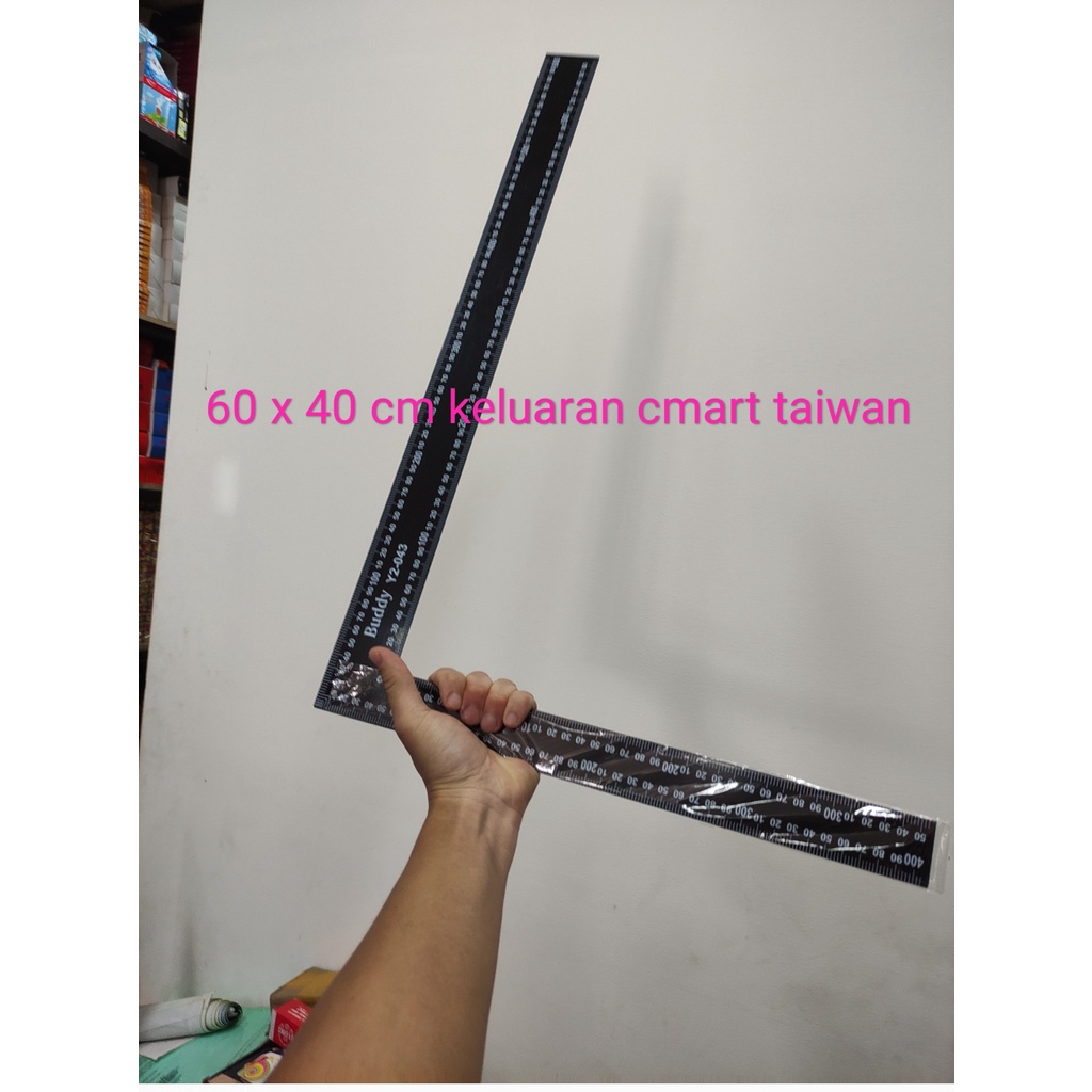 

black try square 40x60 cm cmart 1 mm buddy taiwan cmart penggaris siku tukang