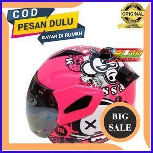 sparepart HELM GM FIGHTER MOTIF SPEAK UP PINK FLORIZENT ORIGINAL TERLARIS 140ZZ3